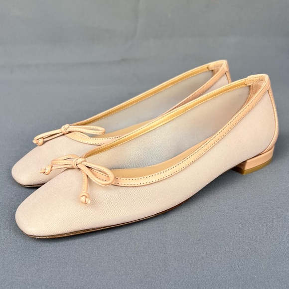 STUART WEITZMAN Arabella Leather-Trimmed Mesh Ballet Flats Women's Size 5.5 US - Picture 1 of 13